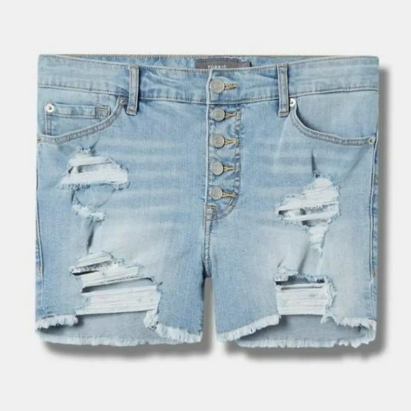 NEW Torrid Boyfriend Vintage Stretch Mid-Rise Short Women Plus 26 Light‎ Blue - Picture 4 of 11